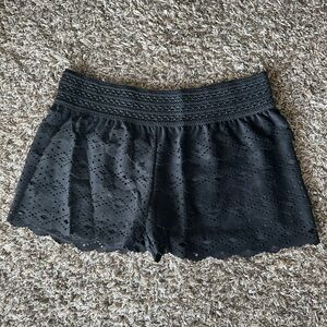 Jolt Black Eyelet High Waist Shorts